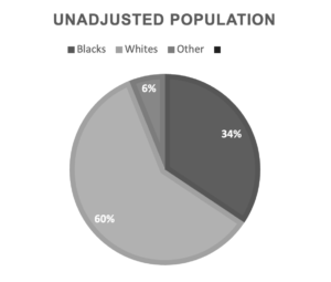 Pie Graph showing current prison population by race, Blacks appear normal