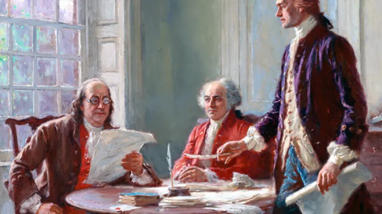 Adams and Franklin wrote an objection to false evidence into the Declaration of Independence