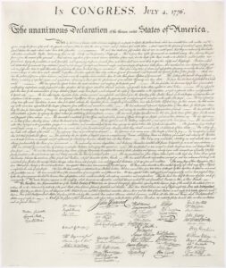 False evidence was an objection raised in the Declaration of Independence.