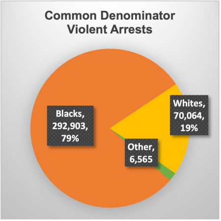 pie chart adjusting all violent arrests if populations equal